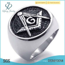 Wholesale Stainless Steel Silver Round Masonic Mens Ring